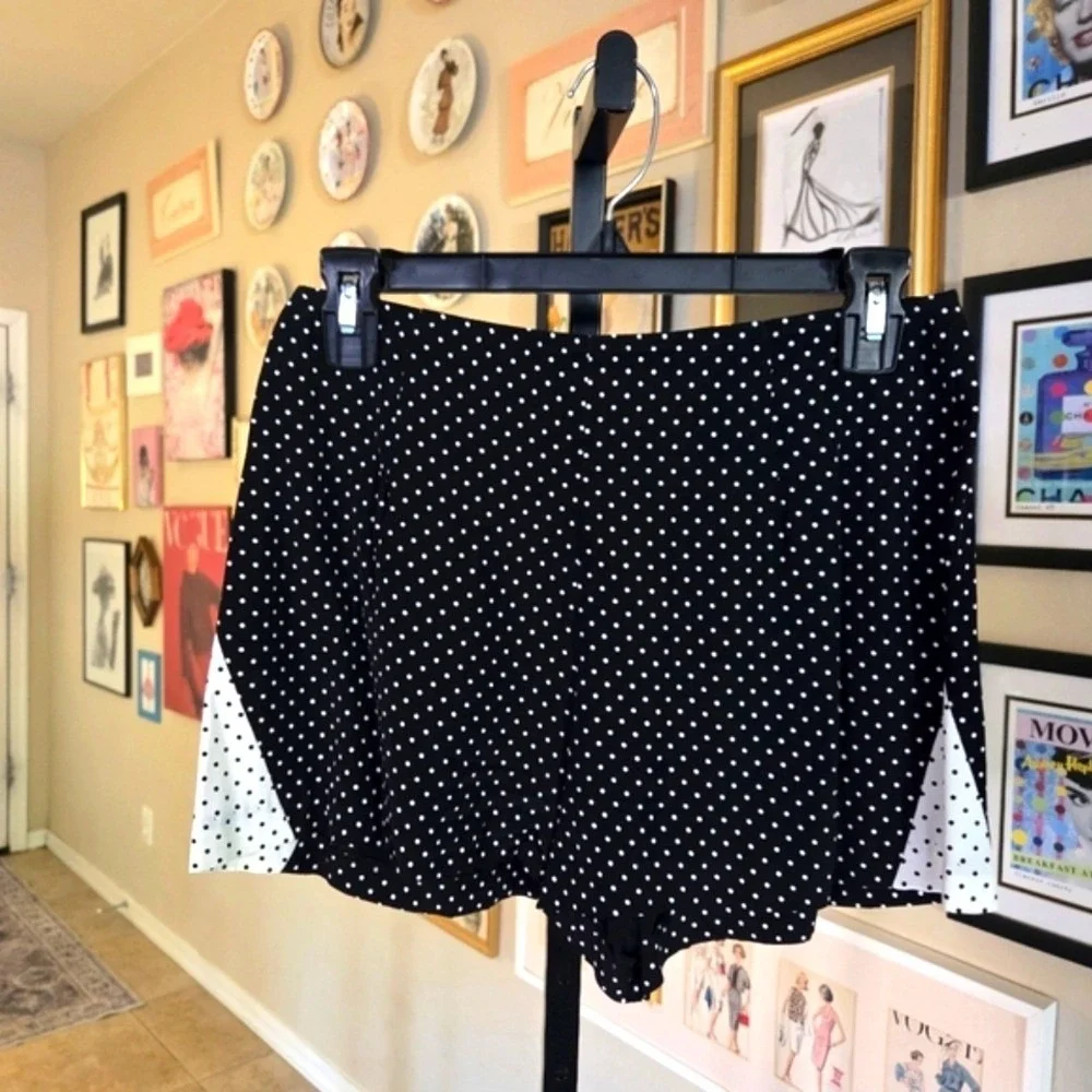 80s Black and‎ White Polka Dot Cropped Jacket High Waist Short Set